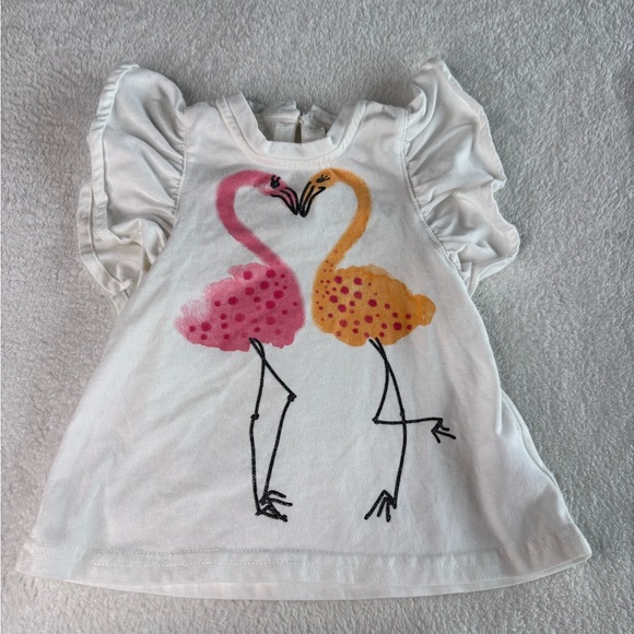 Jessica Simpson White Flamingo Print Shirt - Picture 1 of 2